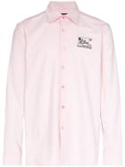 Raf Simons Embroidered Slim Fit Cotton Shirt - Pink