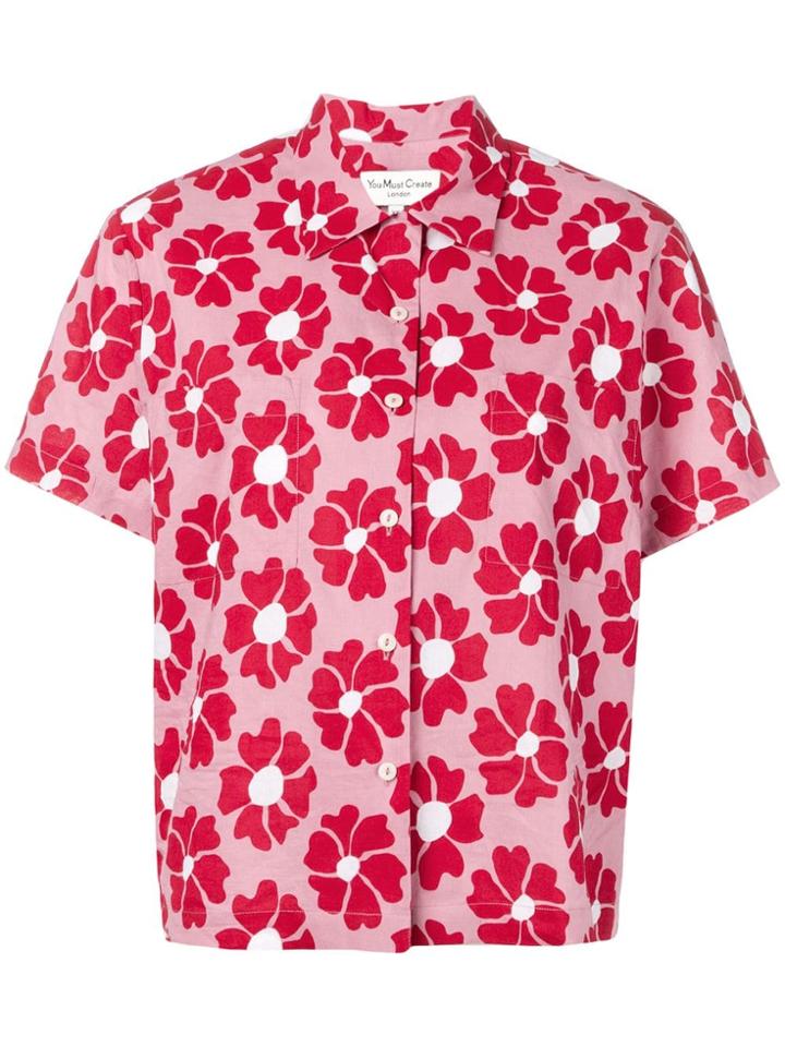 Ymc Floral Print Boxy Shirt - Pink