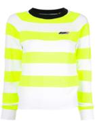 Msgm Striped Knitted Logo Jumper - Green