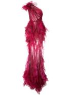 Marchesa One-shoulder Ruffled Gown - Pink & Purple