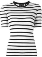 Theory Striped Knit Top, Women's, Size: Large, White, Merino