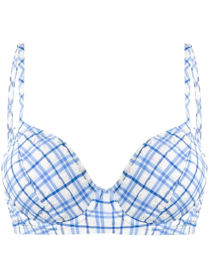 Tory Burch Plaid Bikini Top - Blue