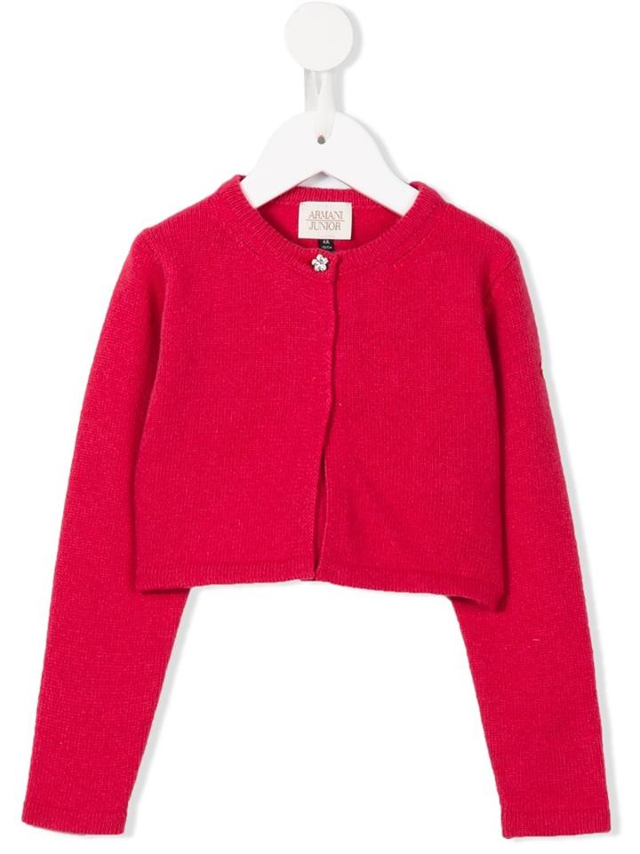 Armani Junior Top Flower Fastening Cardigan, Girl's, Size: 8 Yrs, Pink/purple