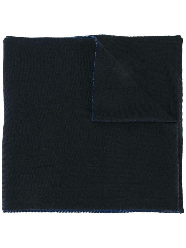 Versace Two-tone Logo Scarf, Men's, Blue, Wool/silk