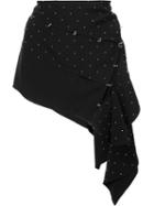 Anthony Vaccarello Studded Asymmetric Skirt, Women's, Size: 36, Black, Rayon/polyester