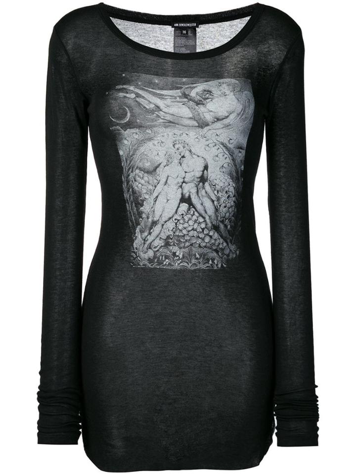Ann Demeulemeester Painting Print T-shirt - Black