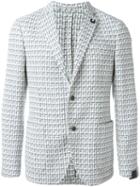Lardini Jacquard Single Breasted Blazer, Men's, Size: 50, Blue, Viscose/cupro/cotton/silk