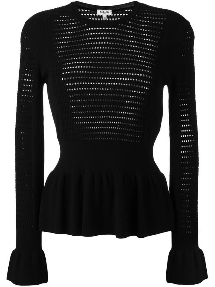 Kenzo Pointelle Jumper, Women's, Size: Large, Black, Polyester/viscose