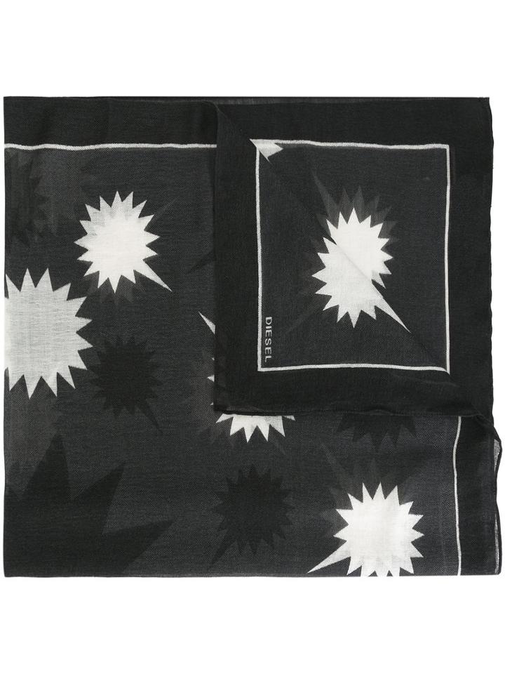 Diesel Geometric Pattern Scarf, Adult Unisex, Grey, Viscose/wool