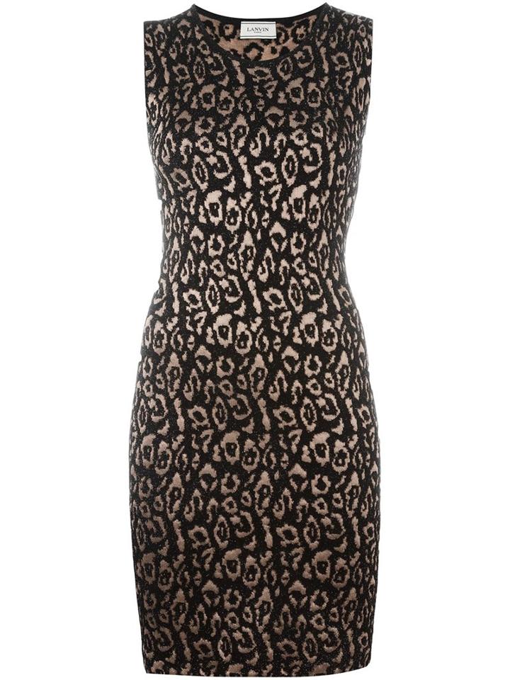Lanvin Leopard Pattern Knit Dress, Women's, Size: Xs, Black, Viscose/polyamide