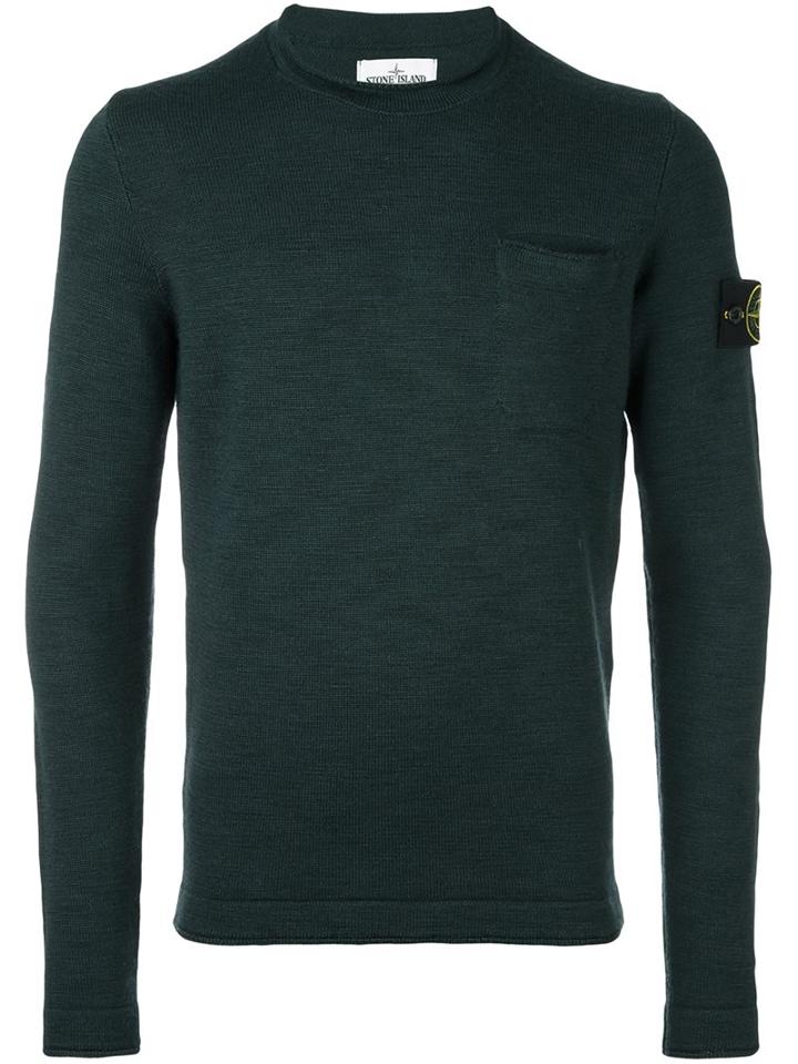 Stone Island Chest Pocket Sweater, Men's, Size: Xxl, Green, Wool