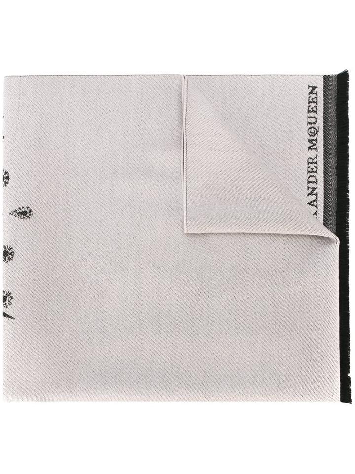 Alexander Mcqueen Knit Skull Scarf, Women's, Black, Wool