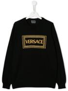 Young Versace Teen Embroidered Logo Jumper - Black