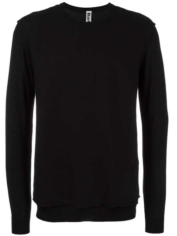 Bark Crew Neck Jumper, Men's, Size: Medium, Black, Virgin Wool/merino