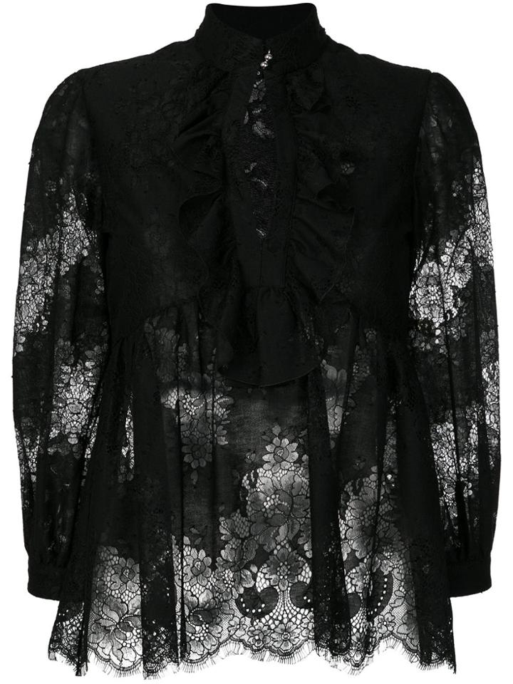 Just Cavalli Floral Lace Blouse - Black