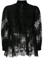 Just Cavalli Floral Lace Blouse - Black