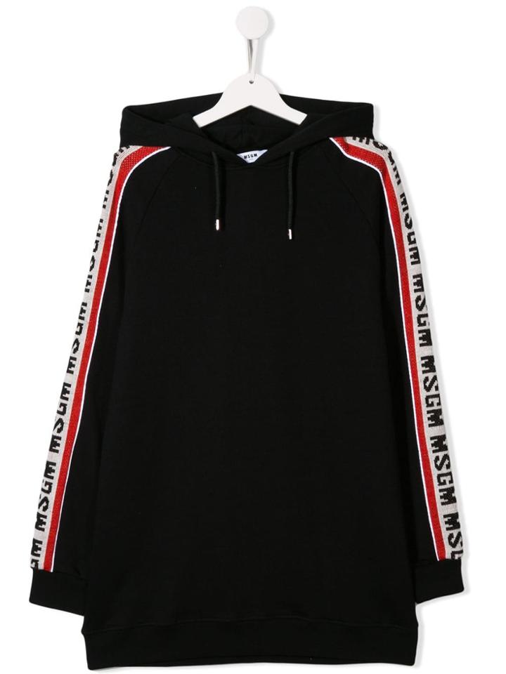 Msgm Kids Logo Trim Hoodie - Black