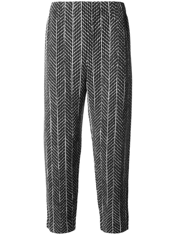 Homme Plissé Issey Miyake Herringbone Cropped Trousers - Grey