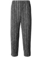 Homme Plissé Issey Miyake Herringbone Cropped Trousers - Grey