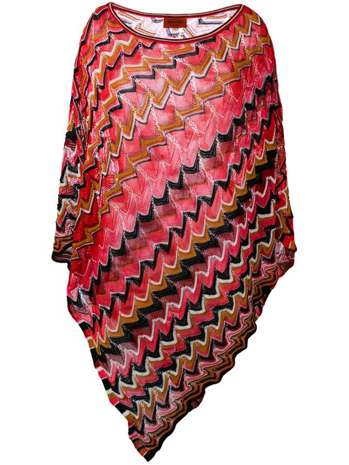 Missoni Zigzag Poncho, Women's, Red, Polyester/viscose