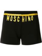 Moschino - Chain Logo Print Shorts - Women - Polyester/triacetate - 40, Black, Polyester/triacetate