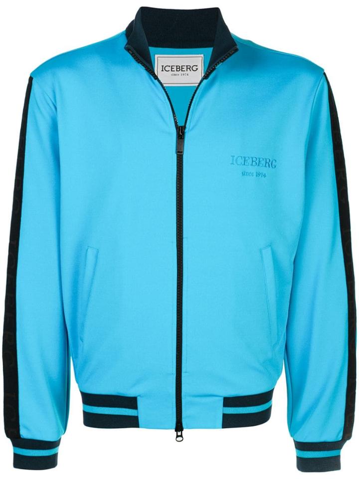 Iceberg Stripe Logo Track Jacket - Blue