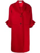 Valentino Ruffle Sleeve Coat - Red