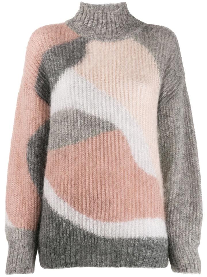 Alberta Ferretti Ribbed Intarsia Knit Jumper - Pink