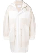 Helmut Lang Long Sheer Hooded Coat - White