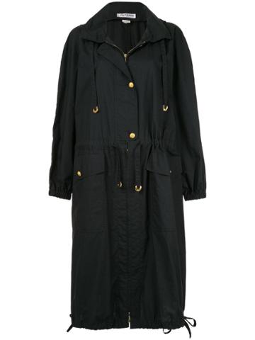 Sonia Rykiel Pre-owned Hooded Drawstring Midi Coat - Black