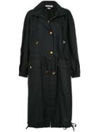 Sonia Rykiel Pre-owned Hooded Drawstring Midi Coat - Black