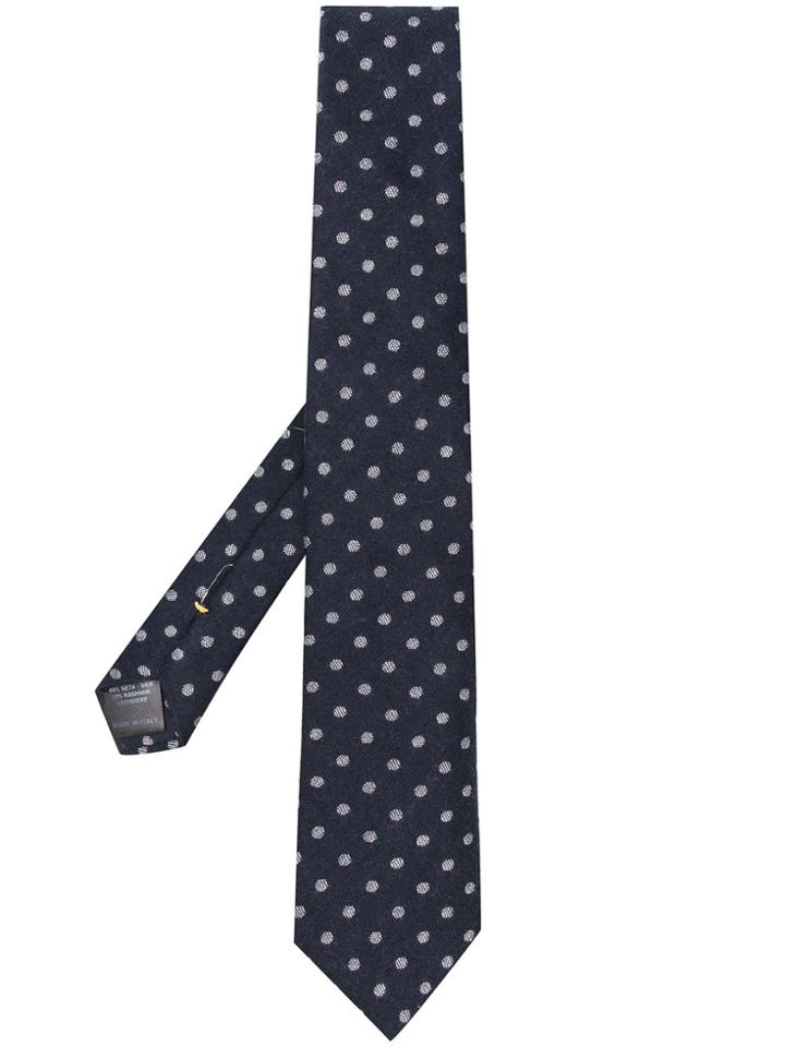 Canali Cashmere Dotted Tie - Blue