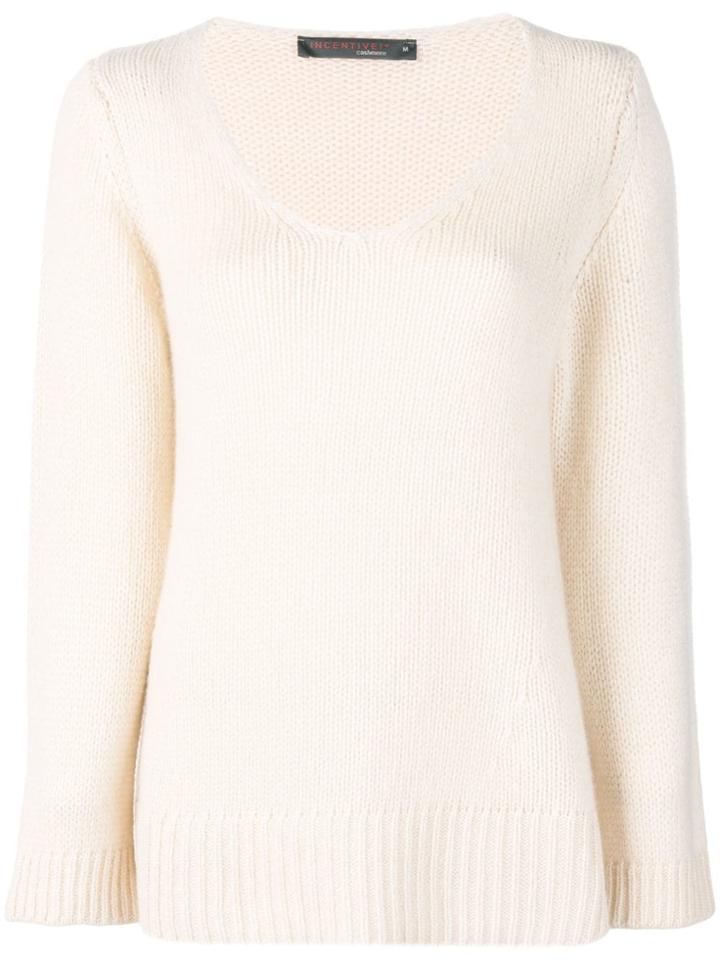 Incentive! Cashmere V-neck Sweater - Neutrals