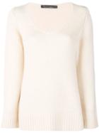 Incentive! Cashmere V-neck Sweater - Neutrals