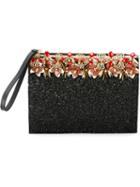 Marni Flower Embellished Clutch, Women's, Black