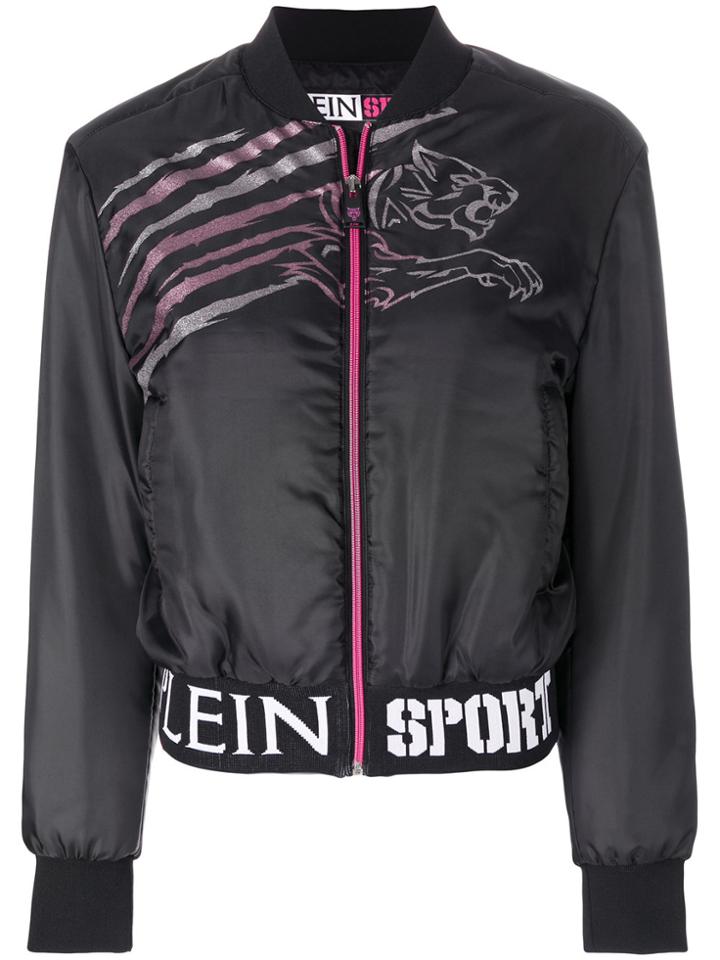 Plein Sport Tiger Print Bomber Jacket - Black