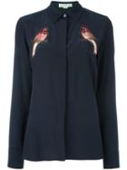 Stella Mccartney Embroidered Robin Crystal Shirt, Women's, Size: 38, Blue, Silk/viscose/crystal