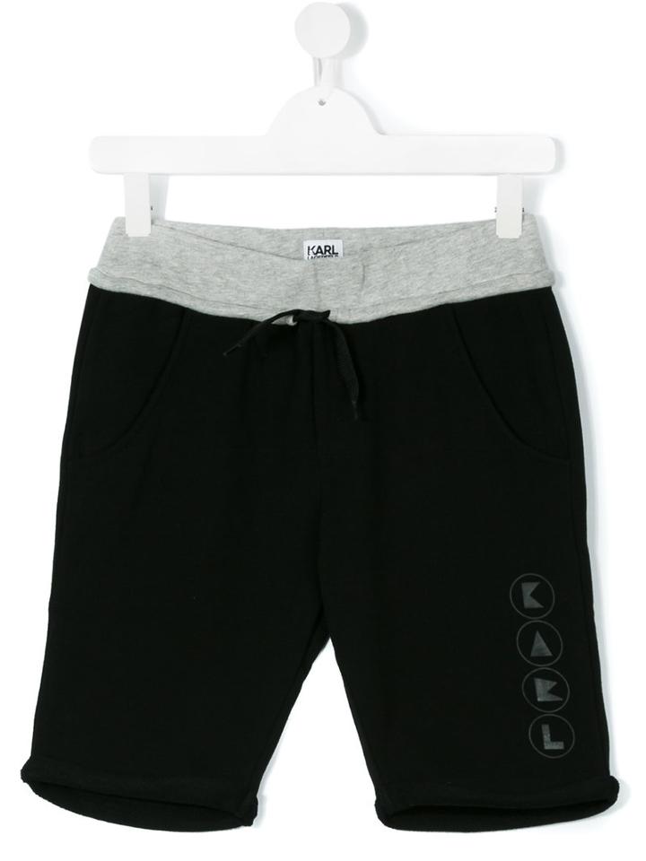 Karl Lagerfeld Kids - Teen Contrast Waistband Track Shorts - Kids - Cotton/polyester - 16 Yrs, Boy's, Black