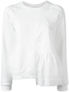 Peter Jensen Ruffle Panel Sweatshirt, Women's, Size: Xs, White, Cotton/spandex/elastane