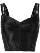 Dolce & Gabbana Lace Detail Bustier Top, Women's, Size: 44, Black, Cotton/polyamide/spandex/elastane