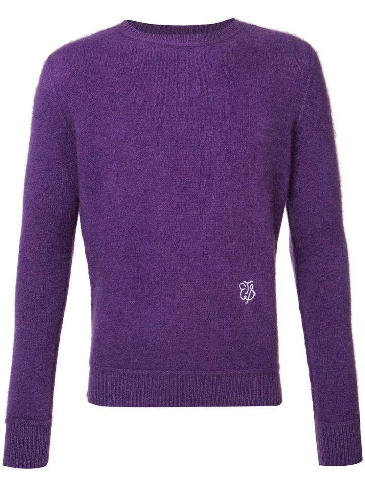 The Elder Statesman Cashmere Monogram Jumper - Pink & Purple