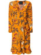 Erika Cavallini V-neck Floral Wrap Dress - Yellow & Orange