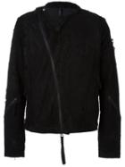 Barbara I Gongini Frayed Biker Jacket, Men's, Size: 50, Black, Sheep Skin/shearling/cotton