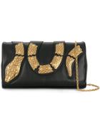 Red Valentino Snake Motif Clutch - Black