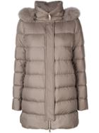 Herno - Fur-lined Padded Coat - Women - Feather Down/fox Fur/polyester/goose Down - 40, Grey, Feather Down/fox Fur/polyester/goose Down