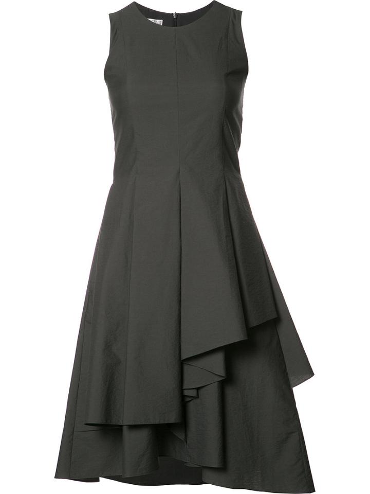 Brunello Cucinelli Pleated Trim Flared Dress, Women's, Size: Xs, Grey, Cotton/polyimide