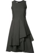 Brunello Cucinelli Pleated Trim Flared Dress, Women's, Size: Xs, Grey, Cotton/polyimide