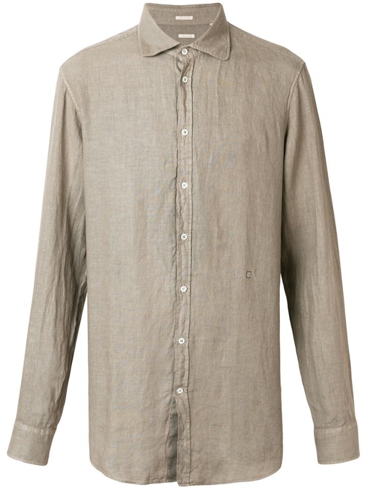 Massimo Alba Round Collar Canary Shirt - Green