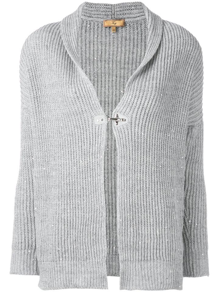 Fay Sparkly Button Cardigan, Women's, Size: Small, Grey, Cotton/linen/flax