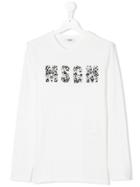 Msgm Kids Teen Embellished Logo T-shirt - White